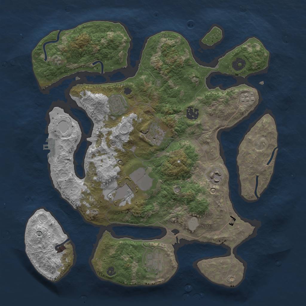 Rust Map: Procedural Map, Size: 3500, Seed: 61429792, 14 Monuments