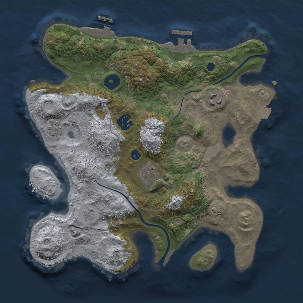 Rust Map: Procedural Map, Size: 3000, Seed: 375398, 10 Monuments