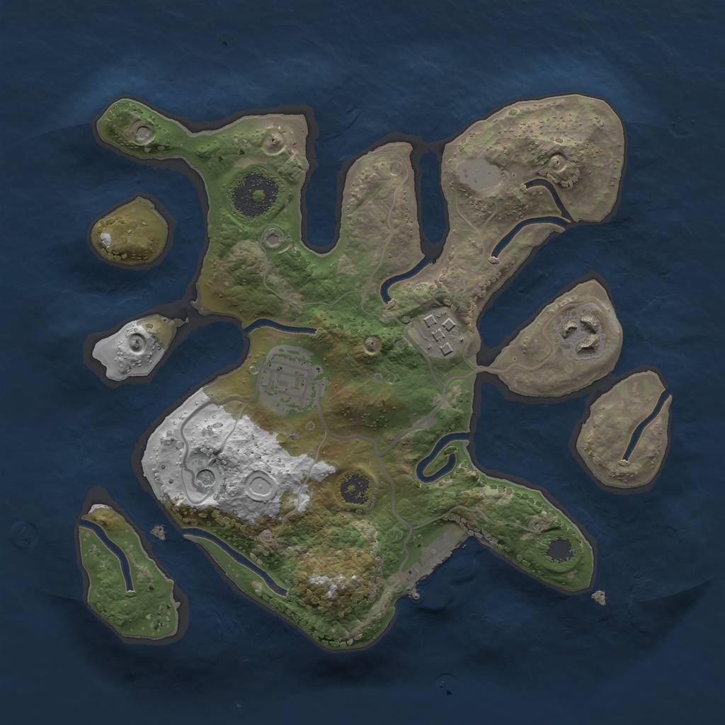 Rust Map: Procedural Map, Size: 2500, Seed: 13375054, 10 Monuments