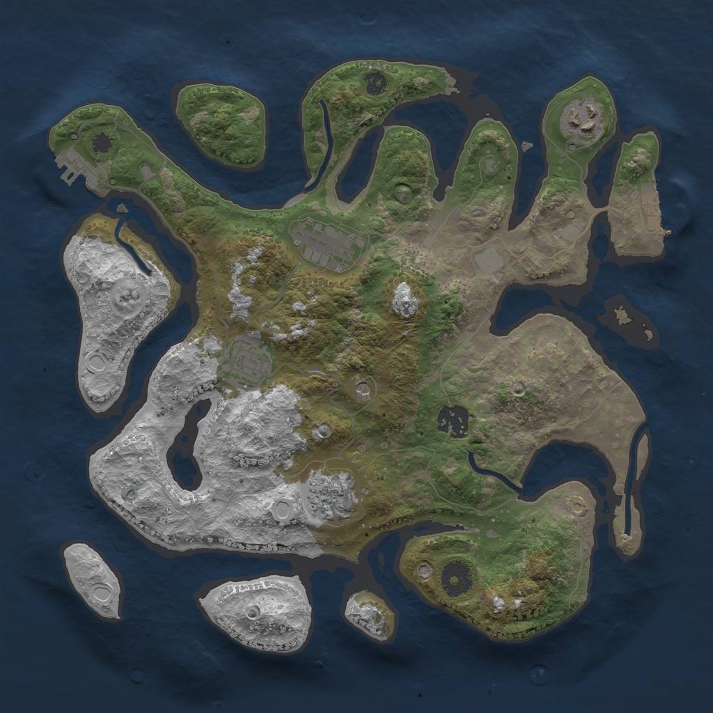 Rust Map: Procedural Map, Size: 3250, Seed: 255322211, 13 Monuments