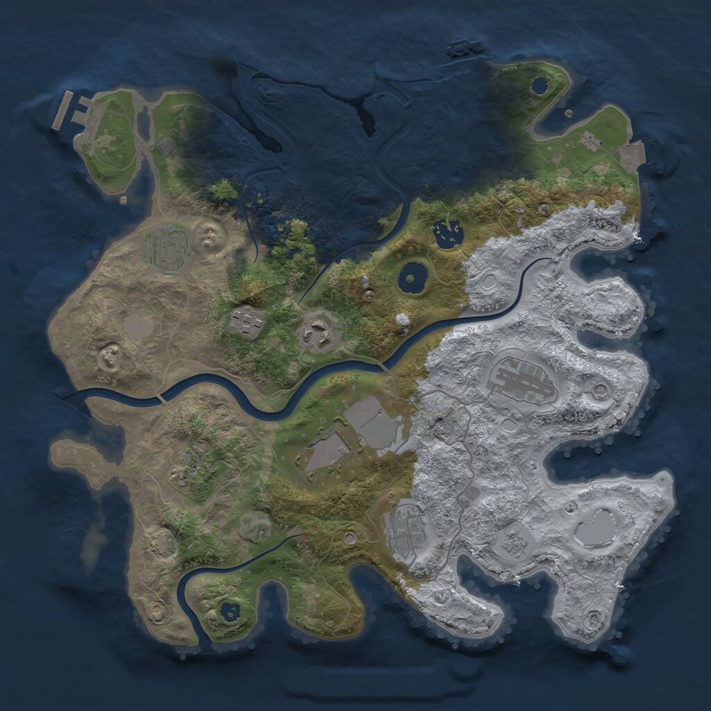 Rust Map: Procedural Map, Size: 3500, Seed: 530278753, 14 Monuments