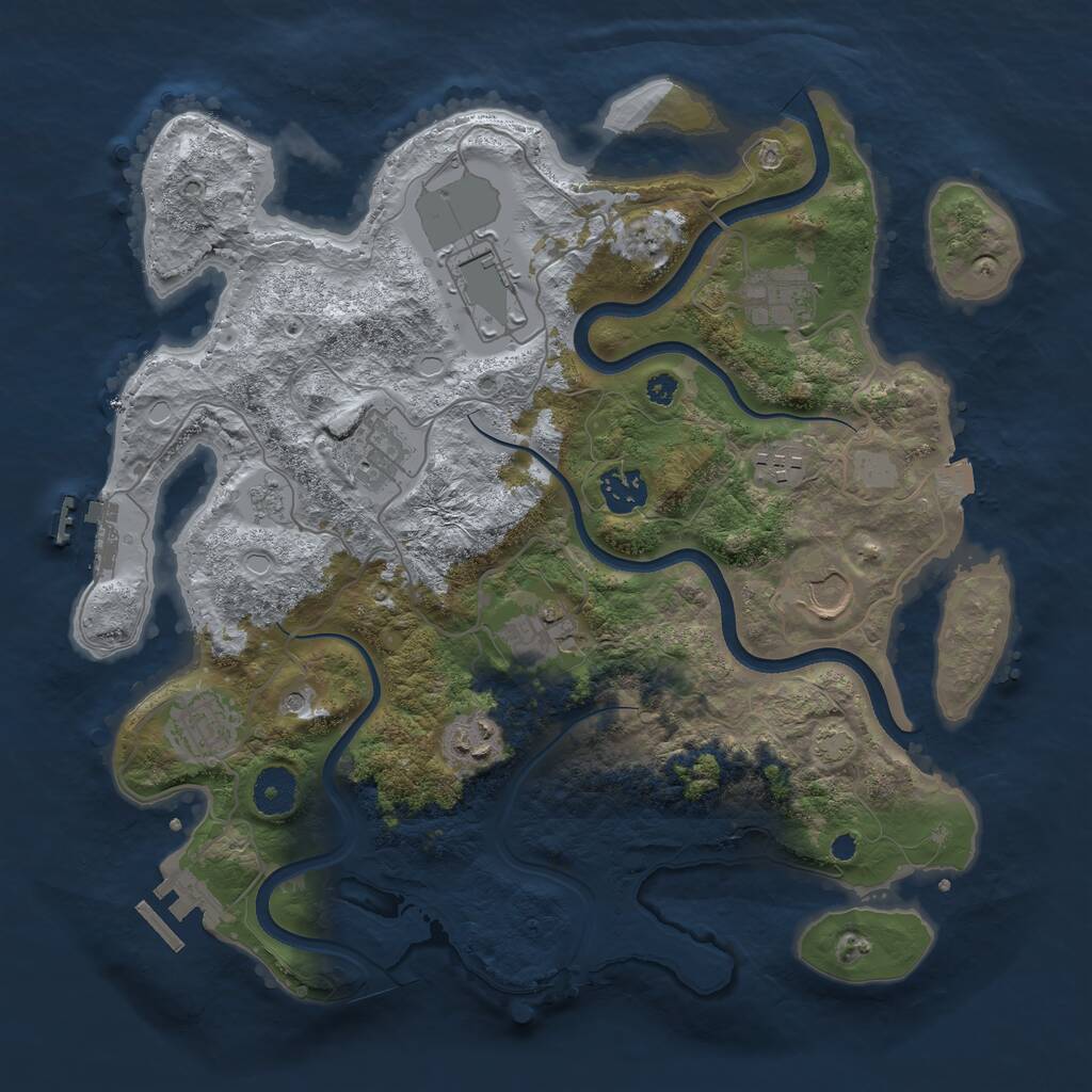 Rust Map: Procedural Map, Size: 3550, Seed: 969257, 15 Monuments