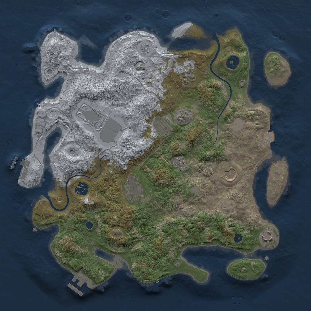 Rust Map: Procedural Map, Size: 3550, Seed: 969257, 14 Monuments