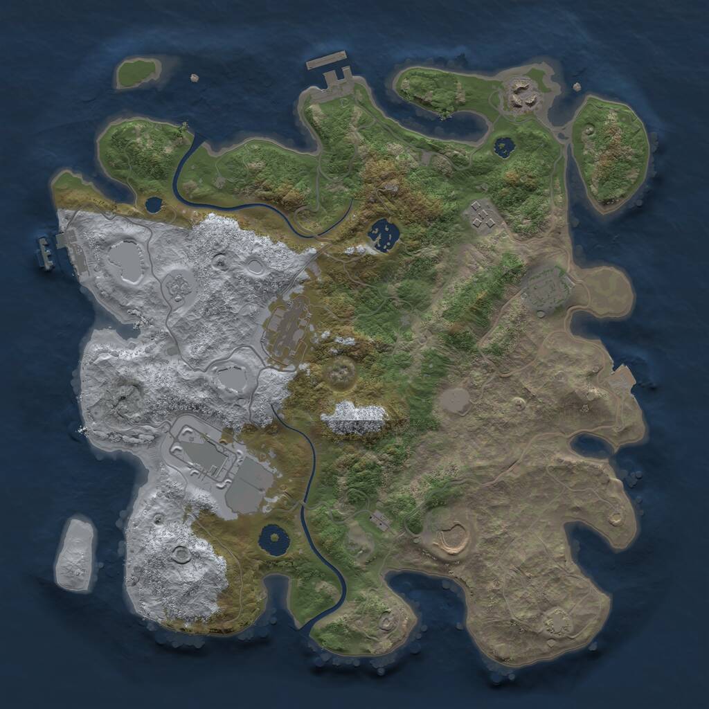 Rust Map: Procedural Map, Size: 3500, Seed: 600849764, 12 Monuments