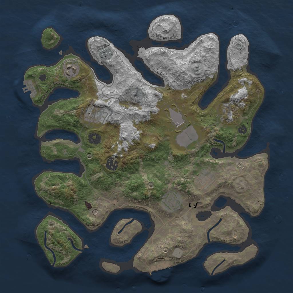 Rust Map: Procedural Map, Size: 3500, Seed: 678454567, 16 Monuments