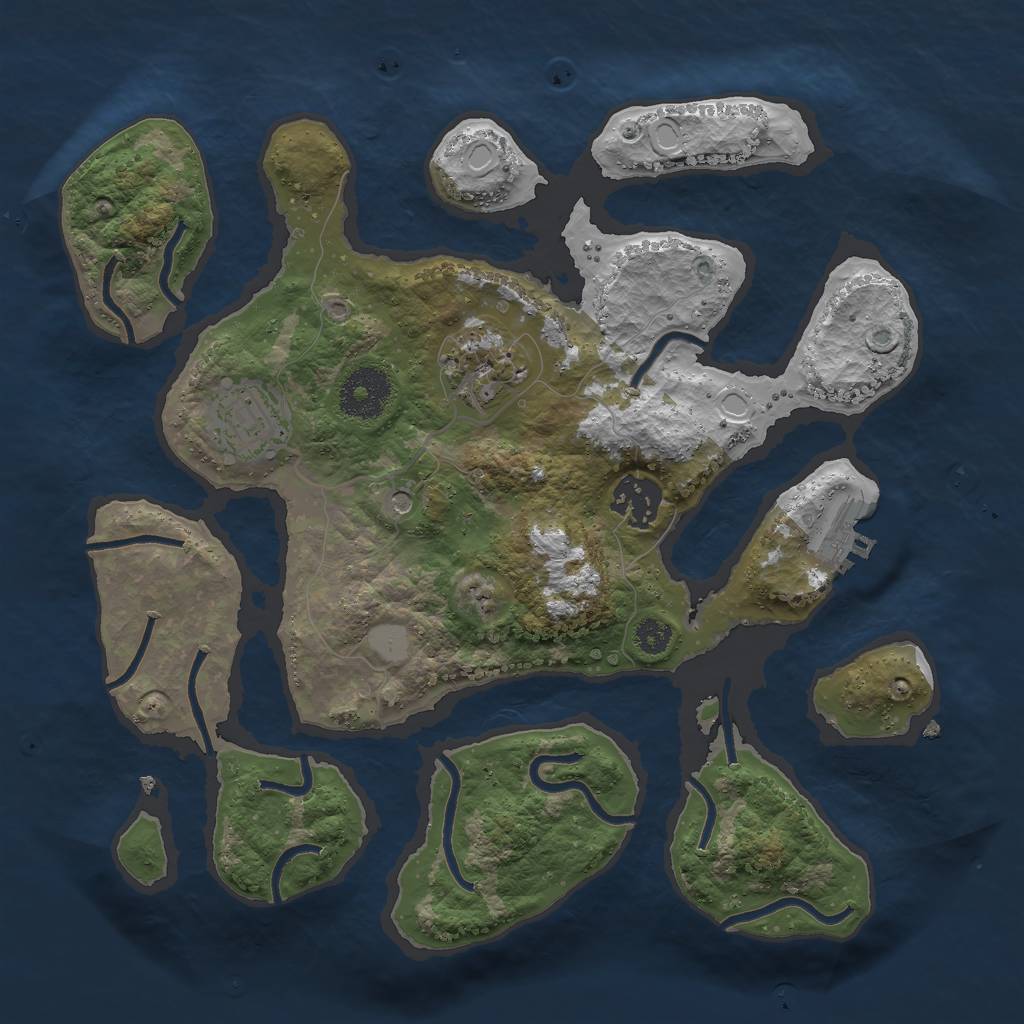 Rust Map: Procedural Map, Size: 3000, Seed: 483053, 10 Monuments