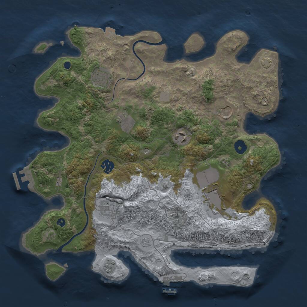 Rust Map: Procedural Map, Size: 3550, Seed: 429344, 14 Monuments