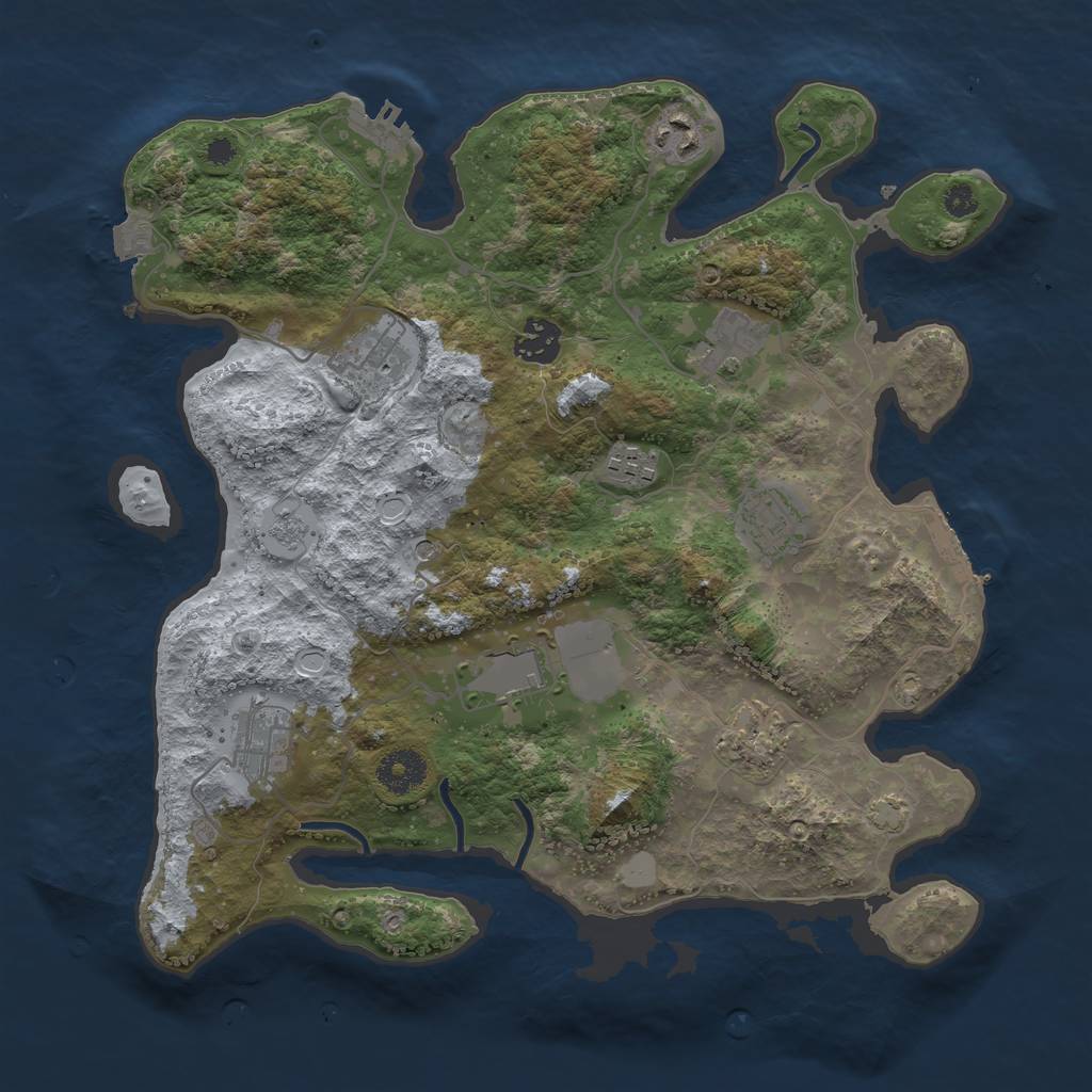 Rust Map: Procedural Map, Size: 3500, Seed: 357864891, 17 Monuments
