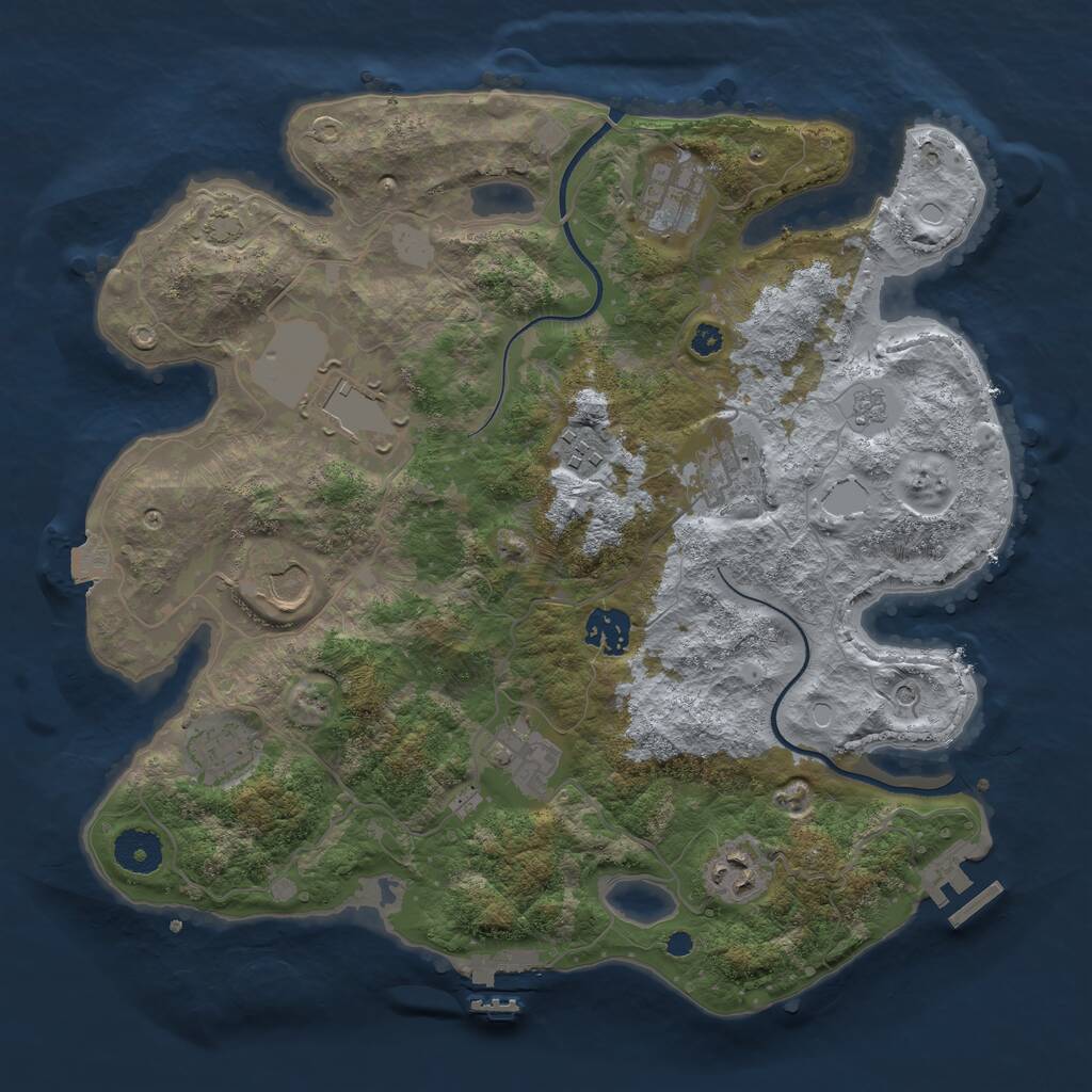 Rust Map: Procedural Map, Size: 3500, Seed: 1658932049, 15 Monuments