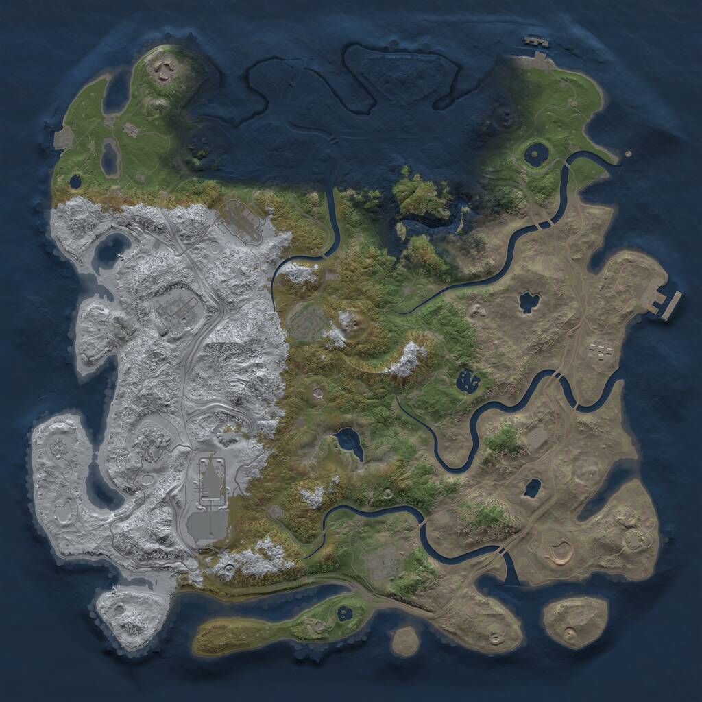 Rust Map: Procedural Map, Size: 4500, Seed: 349141, 16 Monuments