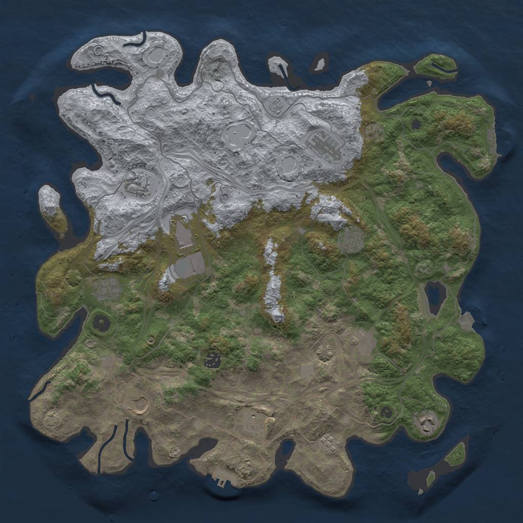 Rust Map: Procedural Map, Size: 4500, Seed: 651443303, 19 Monuments