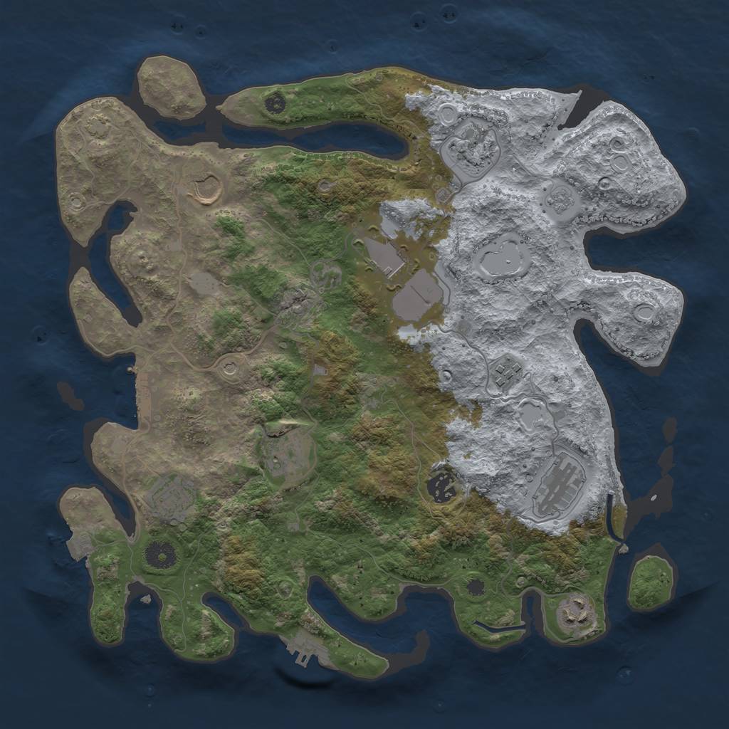 Rust Map: Procedural Map, Size: 3700, Seed: 896488564, 17 Monuments