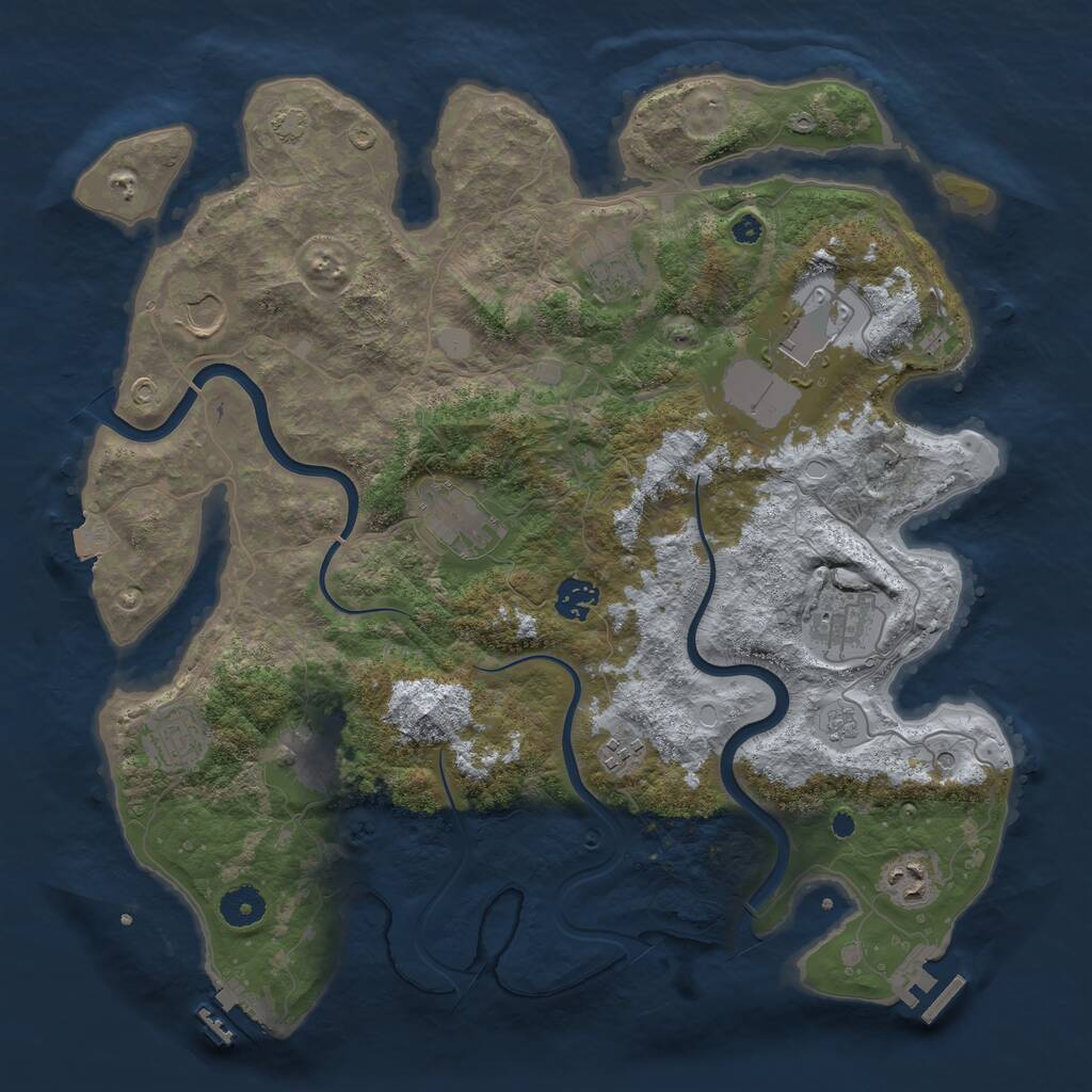 Rust Map: Procedural Map, Size: 3850, Seed: 887903413, 16 Monuments