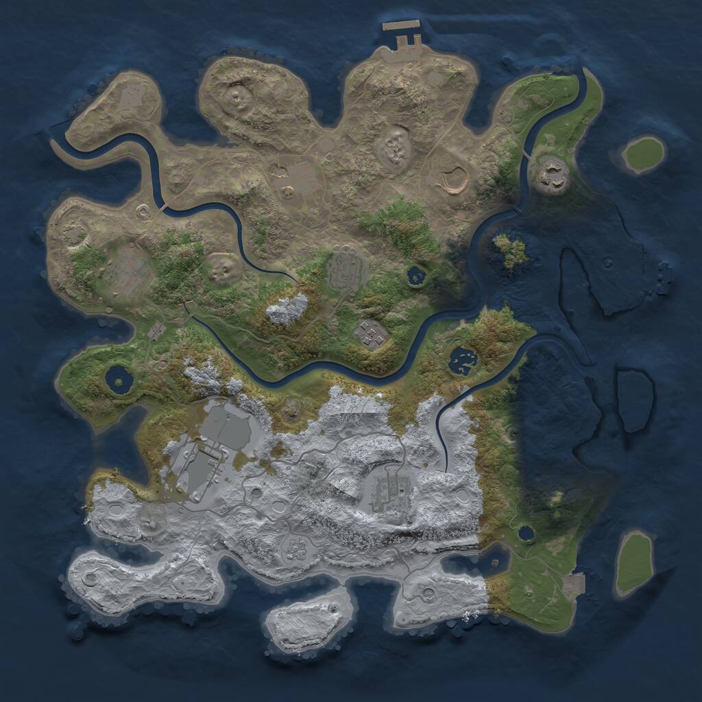 Rust Map: Procedural Map, Size: 3800, Seed: 4572455, 15 Monuments