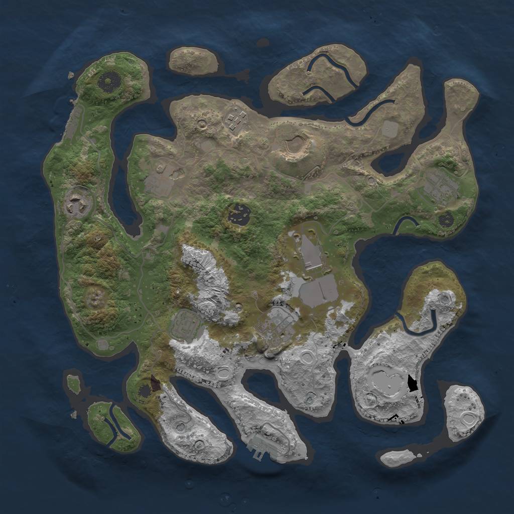 Rust Map: Procedural Map, Size: 3500, Seed: 1610585717, 17 Monuments