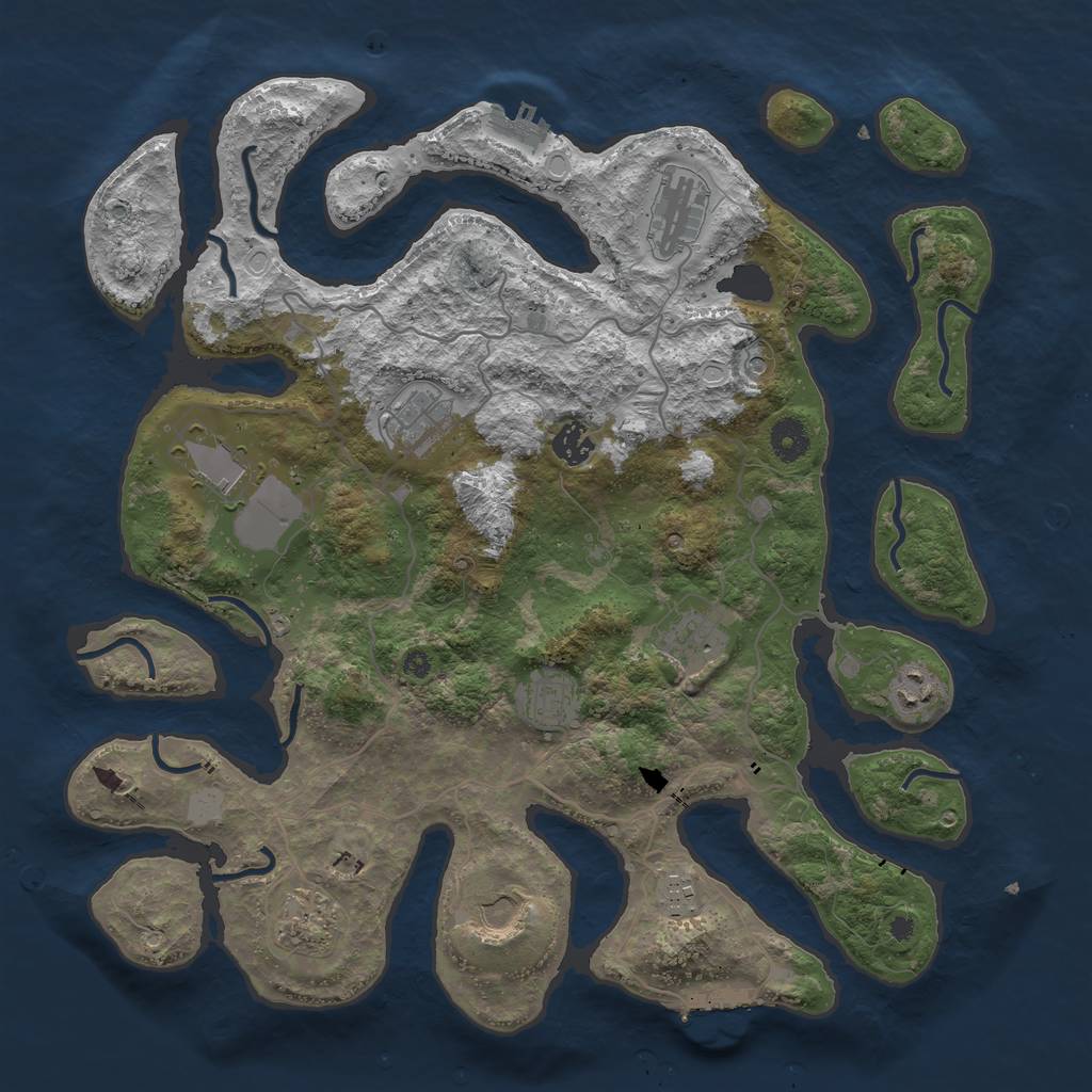 Rust Map: Procedural Map, Size: 4000, Seed: 383325078, 18 Monuments