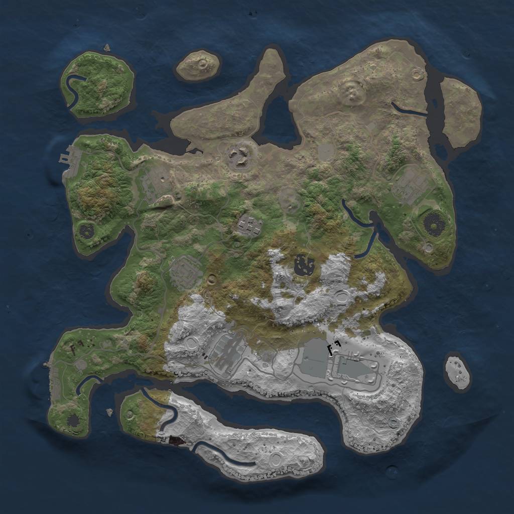 Rust Map: Procedural Map, Size: 3500, Seed: 1695628606, 15 Monuments