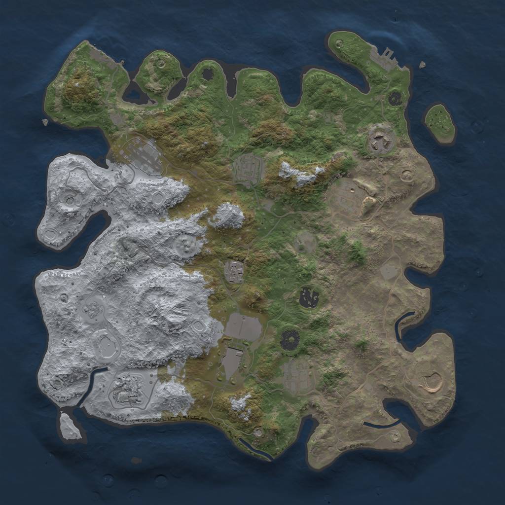 Rust Map: Procedural Map, Size: 3700, Seed: 716476, 17 Monuments