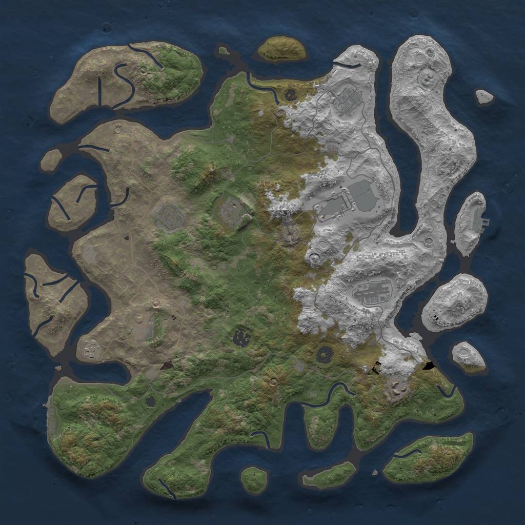 Rust Map: Procedural Map, Size: 4500, Seed: 261121, 17 Monuments