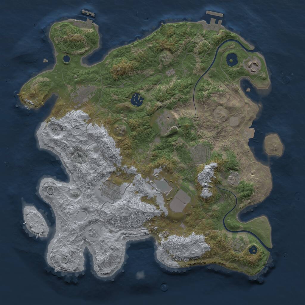 Rust Map: Procedural Map, Size: 3600, Seed: 722733226, 14 Monuments