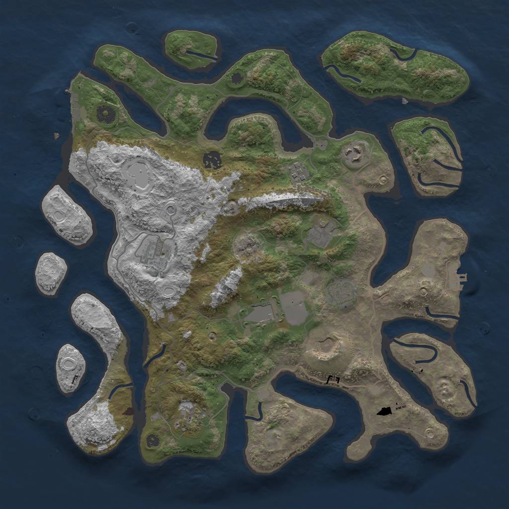 Rust Map: Procedural Map, Size: 4000, Seed: 46436, 17 Monuments