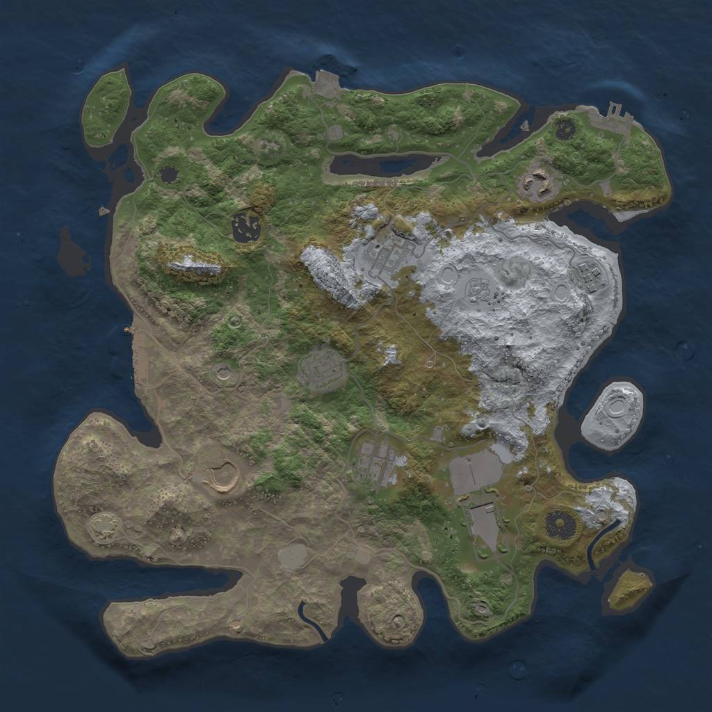 Rust Map: Procedural Map, Size: 3500, Seed: 547015951, 16 Monuments