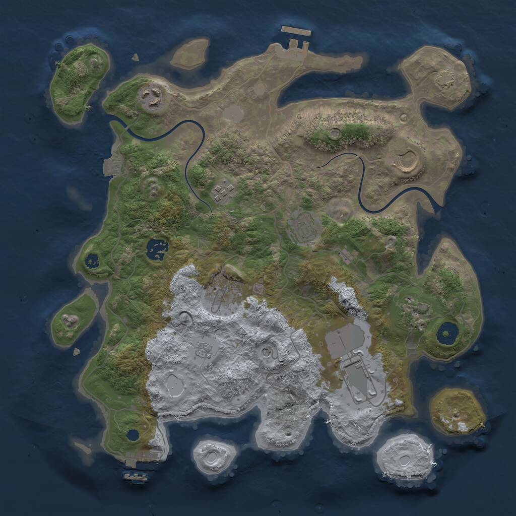 Rust Map: Procedural Map, Size: 3500, Seed: 6792689, 14 Monuments