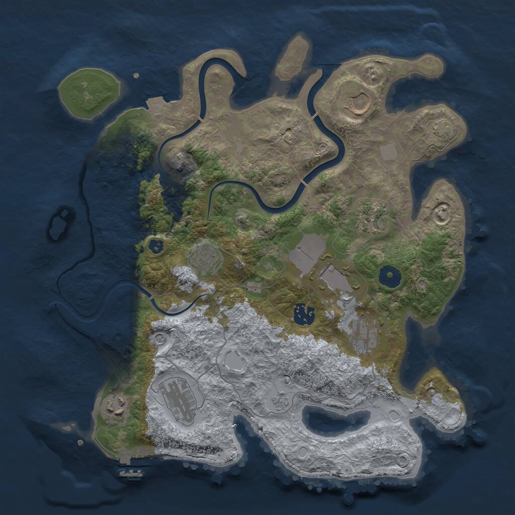 Rust Map: Procedural Map, Size: 3500, Seed: 104080775, 14 Monuments