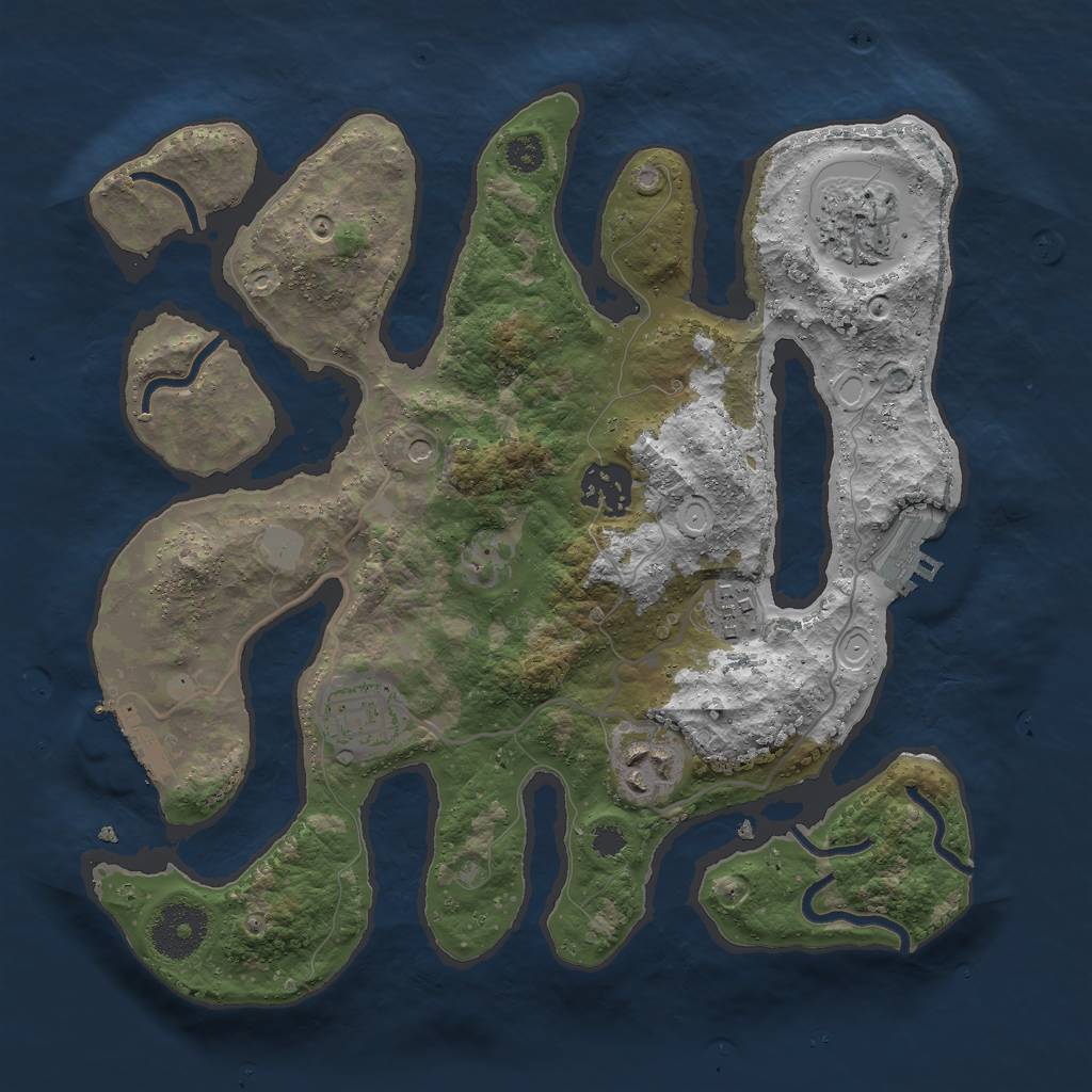 Rust Map: Procedural Map, Size: 3000, Seed: 493270, 13 Monuments