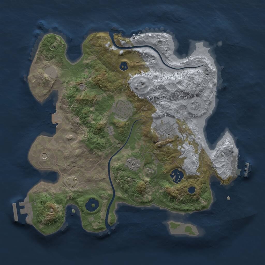 Rust Map: Procedural Map, Size: 3000, Seed: 873930, 10 Monuments