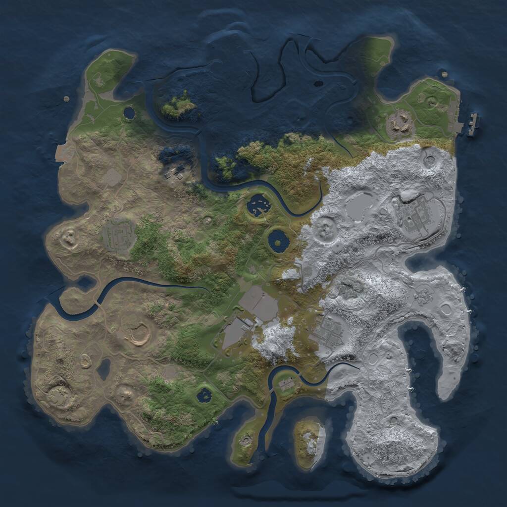 Rust Map: Procedural Map, Size: 3500, Seed: 5894, 14 Monuments