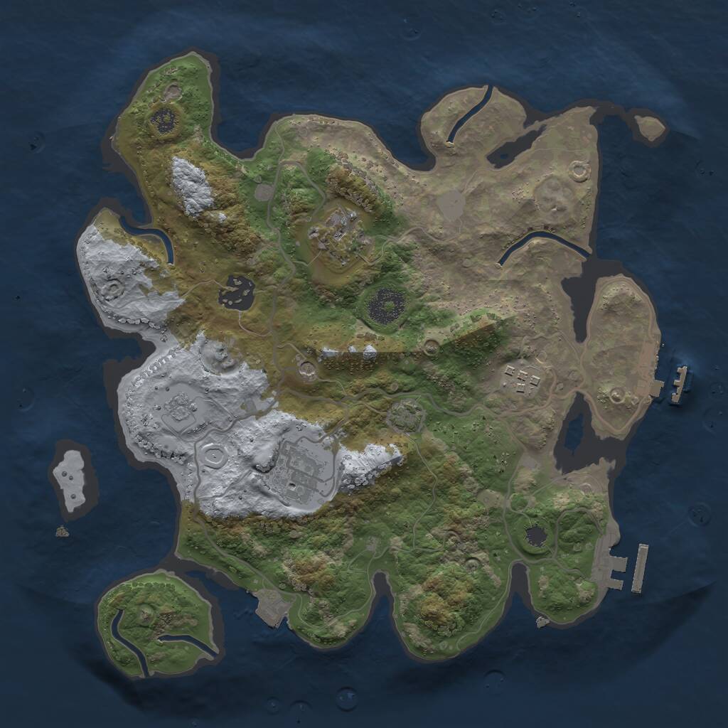Rust Map: Procedural Map, Size: 3000, Seed: 83366, 10 Monuments