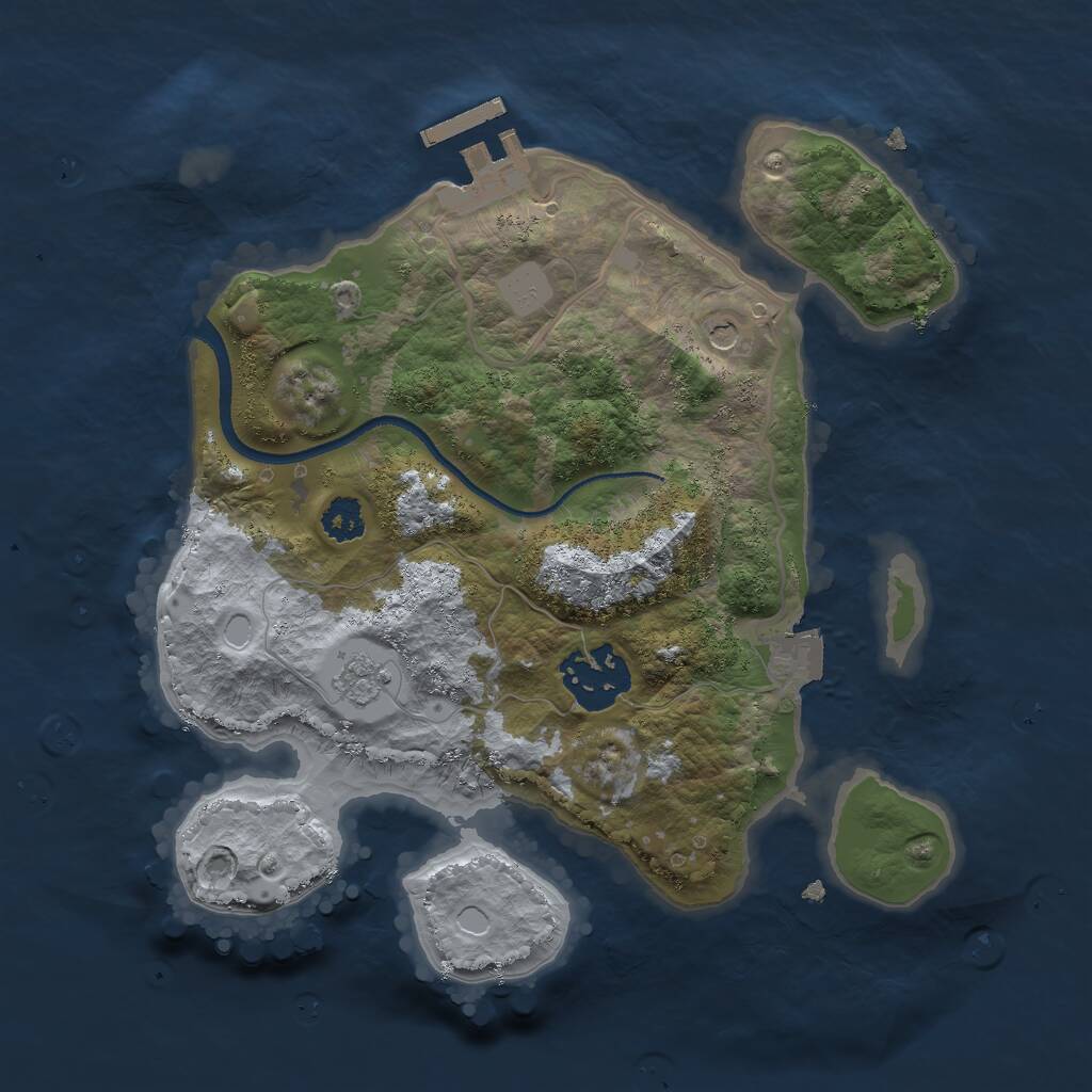 Rust Map: Procedural Map, Size: 2500, Seed: 8163228, 5 Monuments