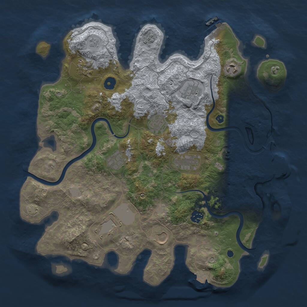 Rust Map: Procedural Map, Size: 3800, Seed: 9654875, 16 Monuments