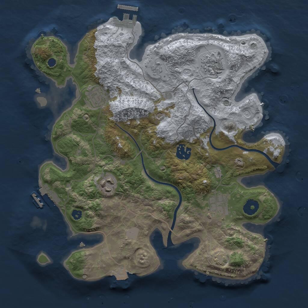 Rust Map: Procedural Map, Size: 3000, Seed: 758451, 11 Monuments