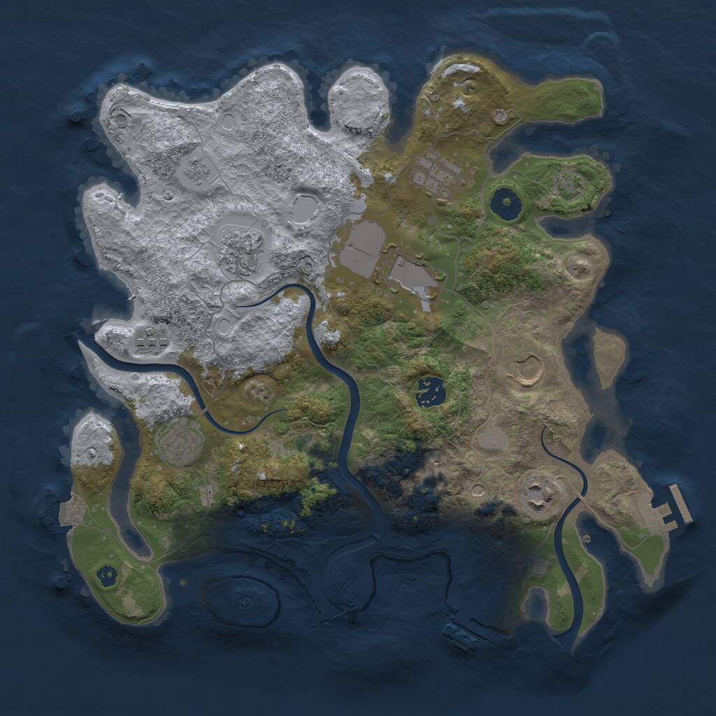 Rust Map: Procedural Map, Size: 3500, Seed: 1966043919, 14 Monuments