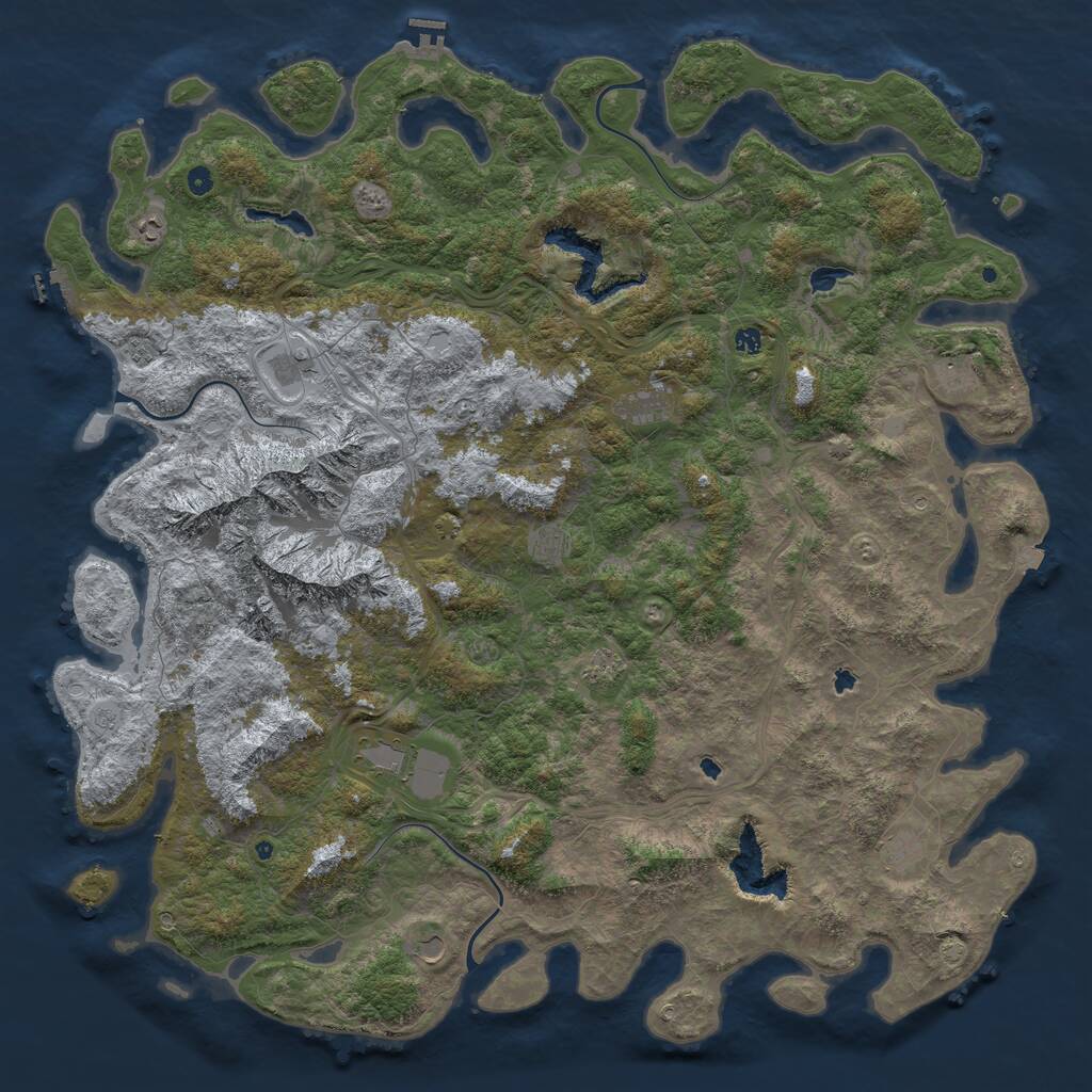 Rust Map: Procedural Map, Size: 6000, Seed: 60669, 17 Monuments