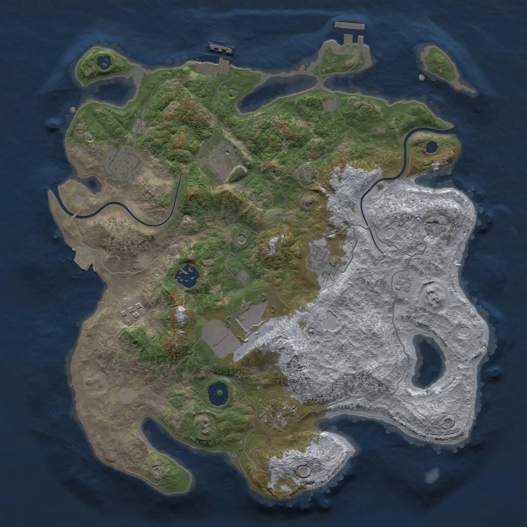 Rust Map: Procedural Map, Size: 3550, Seed: 781876, 13 Monuments