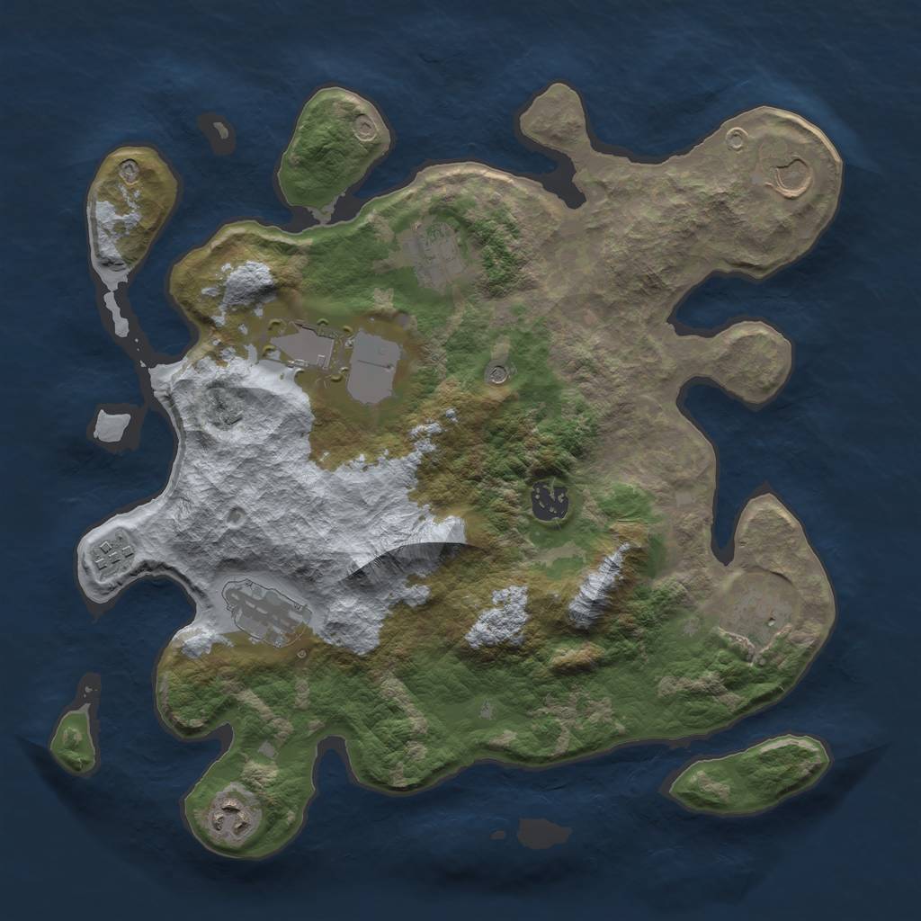 Rust Map: Barren, Size: 3500, Seed: 145, 11 Monuments