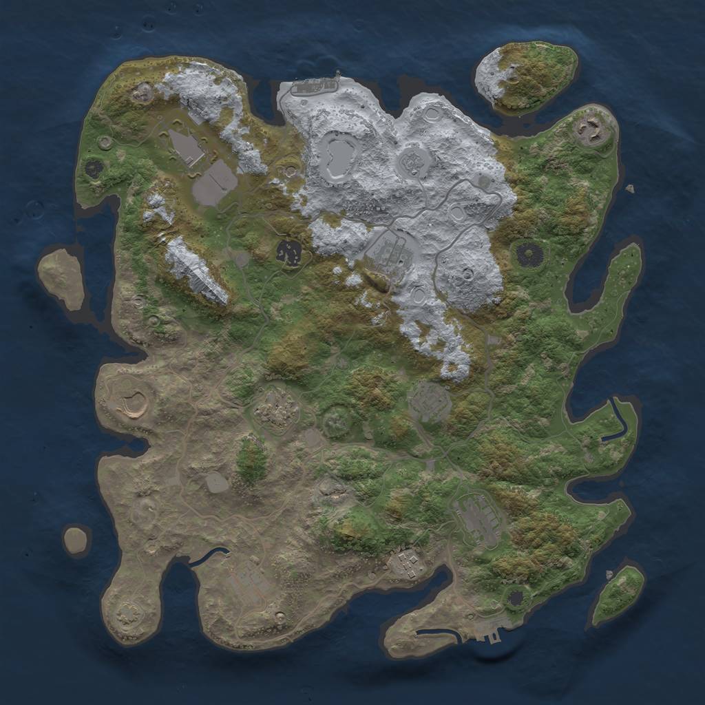 Rust Map: Procedural Map, Size: 4000, Seed: 46453543, 18 Monuments