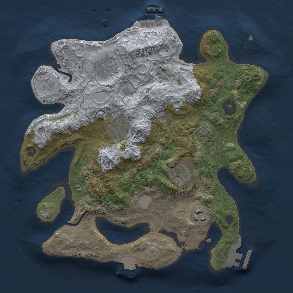 Rust Map: Procedural Map, Size: 3000, Seed: 1268018245, 12 Monuments
