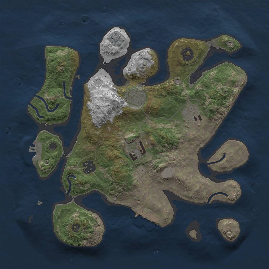 Rust Map: Procedural Map, Size: 3000, Seed: 915236909, 12 Monuments