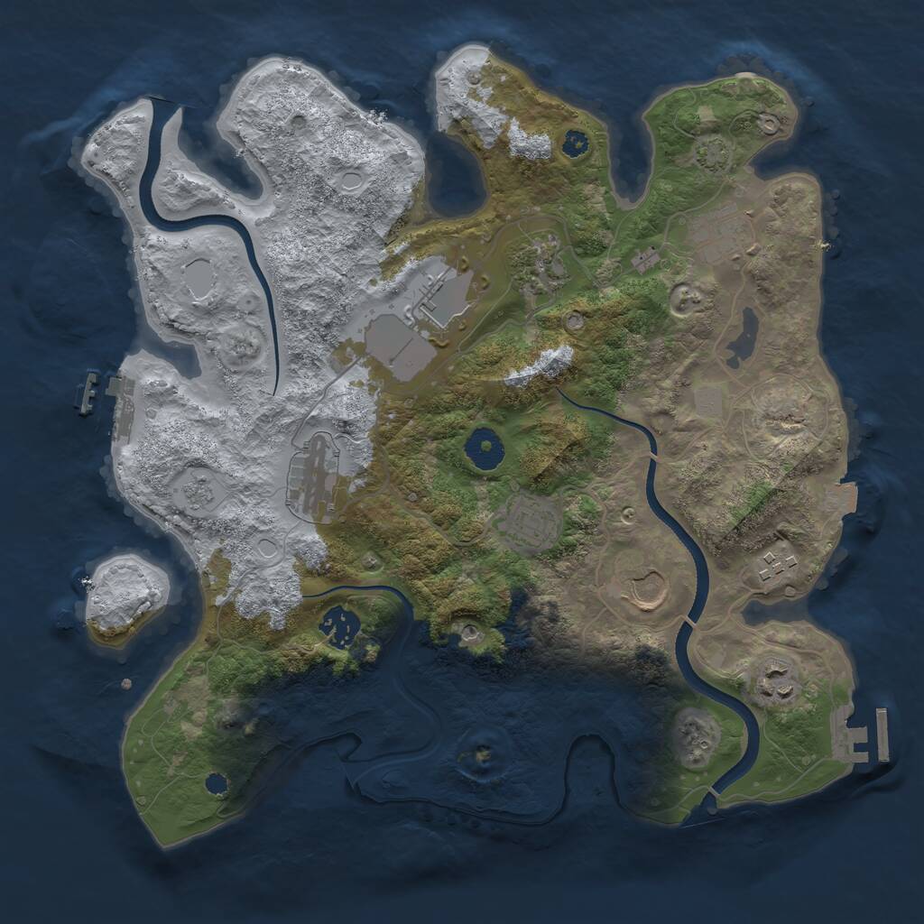 Rust Map: Procedural Map, Size: 3500, Seed: 244036651, 15 Monuments