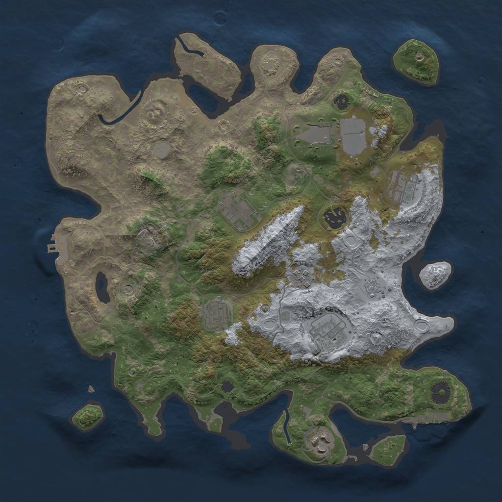 Rust Map: Procedural Map, Size: 3550, Seed: 548223, 16 Monuments