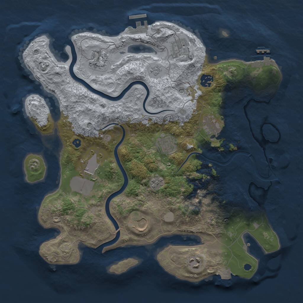 Rust Map: Procedural Map, Size: 3500, Seed: 62913779, 15 Monuments