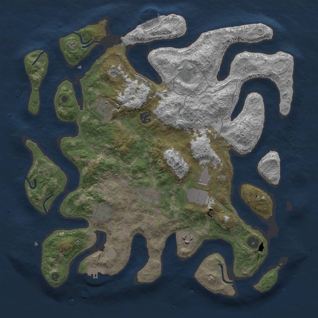 Rust Map: Procedural Map, Size: 4100, Seed: 26674, 16 Monuments
