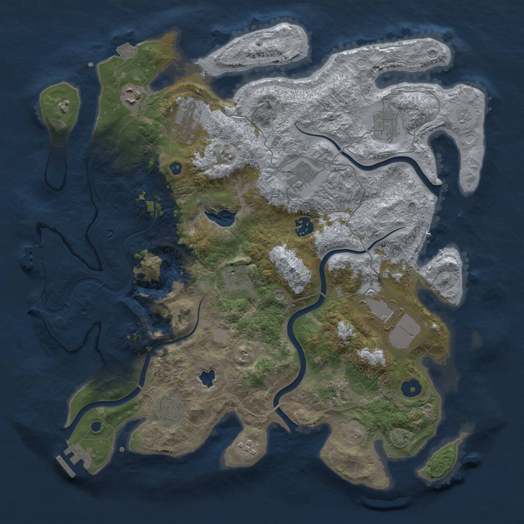 Rust Map: Procedural Map, Size: 4100, Seed: 26674, 16 Monuments