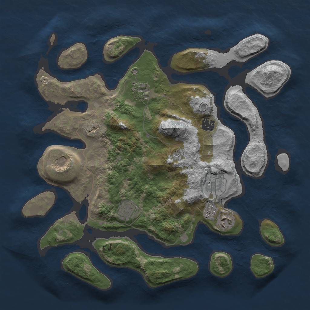 Rust Map: Barren, Size: 3500, Seed: 834825515, 10 Monuments