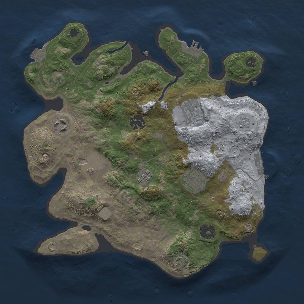 Rust Map: Procedural Map, Size: 3000, Seed: 222555666, 13 Monuments