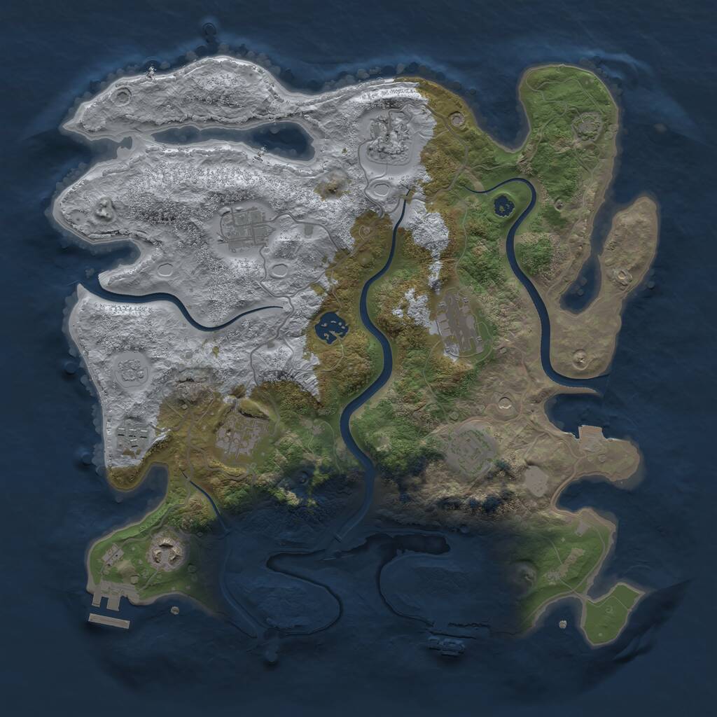 Rust Map: Procedural Map, Size: 3550, Seed: 541499, 14 Monuments
